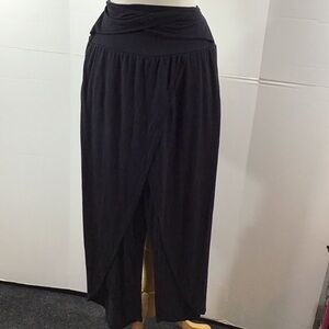 Athleta Black knit draped wrap harem pants M